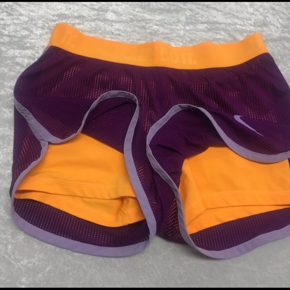 Nike Dri-Fit Ladies Orange and Purple Shorts - Picture 6 of 8